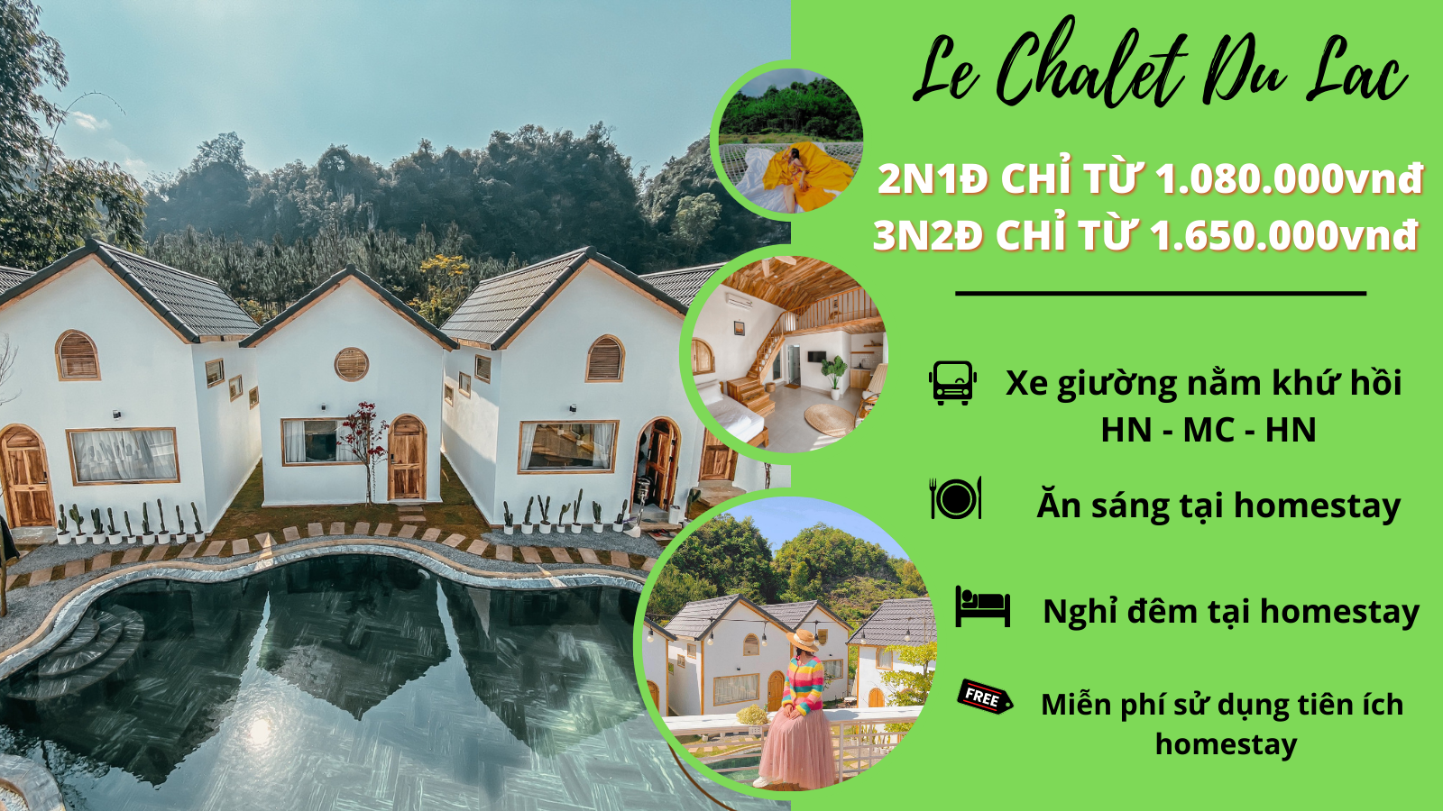 Combo Mộc Châu: Le Chalet Du Lạc 